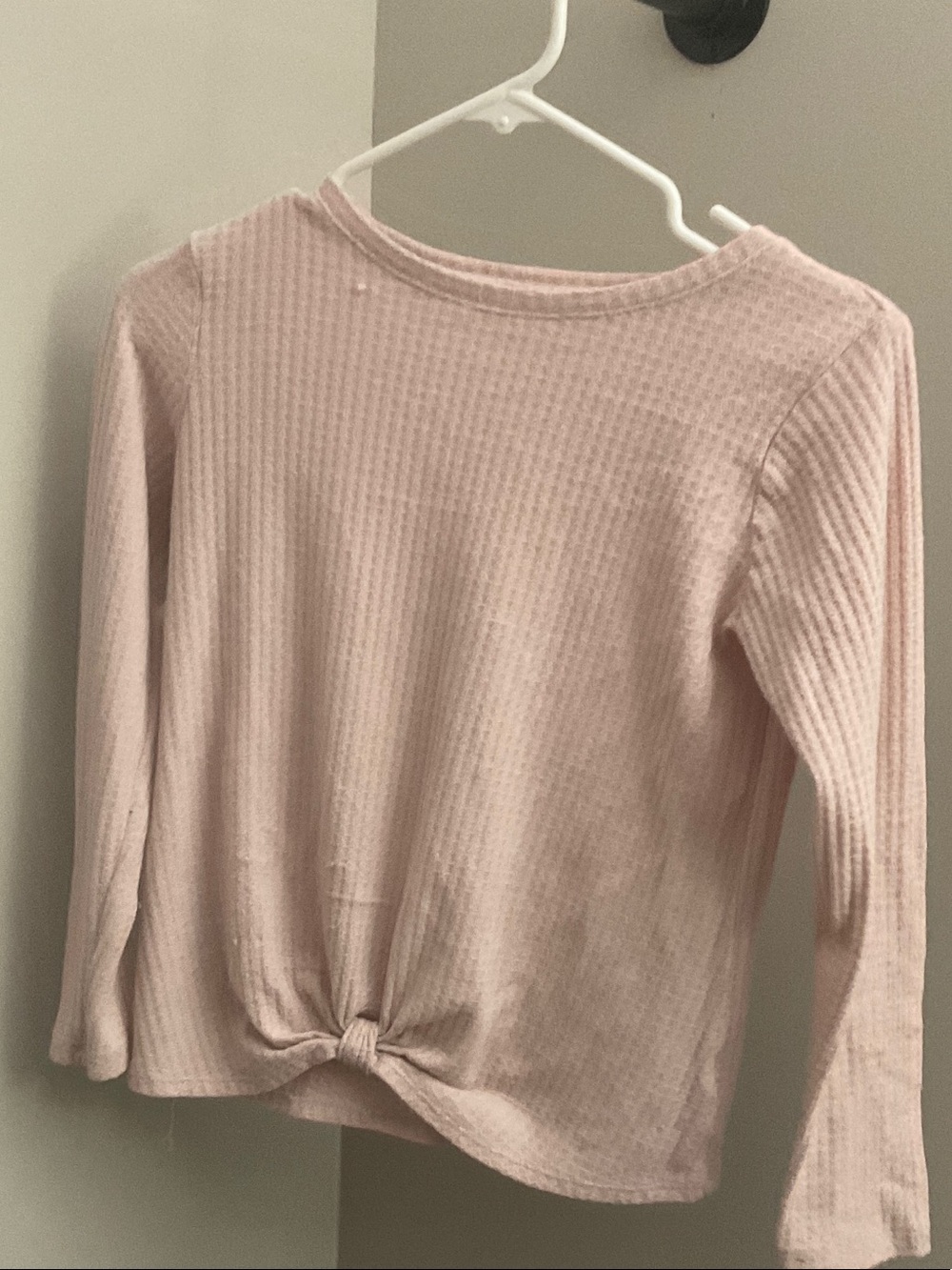 Old Navy Long Sleeve Pink Waffle Knit Top with Front Twist